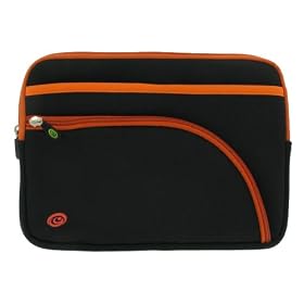 Toshiba Mini NB205-N310/BN 10.1-Inch Netbook Sleeve Case (Tri-Pocket Black / Orange)