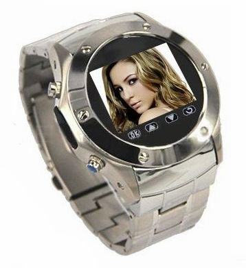 VIP Quad Band Stainless Steel FM Radio Watch Cell Phone Silver