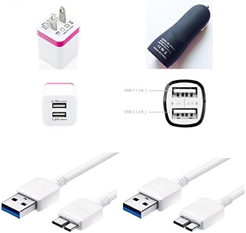 UIHY 1x Home Travel Charger 1x Car Charger and 2PCS 3FT Micro USB 3.0 Fast Charging Sync Data For Samsung Galaxy Note 3 III Note 4 N9000 Galaxy S5 i9600 Cable