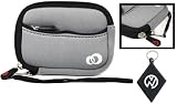 Nikon Coolpix S570 Digital Camera Sleeve Case With External Compartment Pocket Color Black / Grey + Nuvur ™ Keychain (FGL2ZZE1)