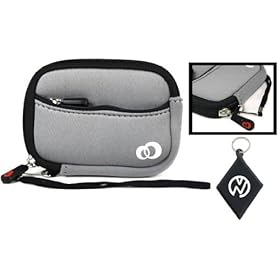 Sleeve Case for Sony Cyber-shot DSC-T100  Digital Camera, With External Compartment Pocket Color Black / Grey + Nuvur  Keychain (FGL2ZZE1)