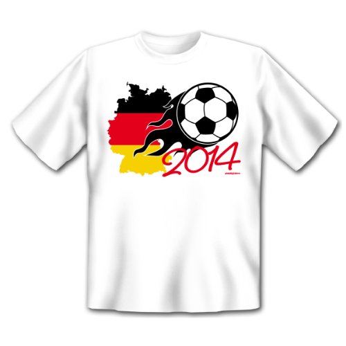 Fan T-Shirt zur WM Party 2014 Fußball Bundesliga Fussballfan Geschenk mit Motiv Deutschlandkarte in schwarz rot gold Fussball 2014 Gr. S in weiss : )
