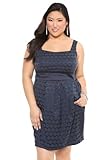 Torrid Plus Size Blue Jacquard Dot Pocket Dress