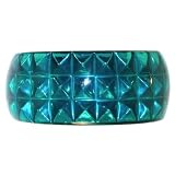 1 1/4" Wide Plastic Stud Design Bangle with Silvertone Lining In Turquoise