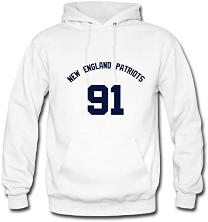 Custom NFL New England Patriots Jamie Collins #91 Mens Classic Sweatshirt Hoodie White S