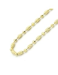 14K Solid Italy White Gold Chain Bracelet 2mm Bead Diamond Cut Chain