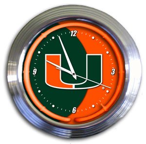 Miami Hurricanes Varsity Neon Clock