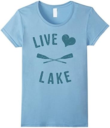 Women's Live Love Lake T-Shirt Large Baby Blue
