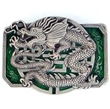 Pewter Belt Buckle - Oriental Dragon - Pewter Belt Buckle