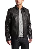 ck one Men's Faux Leather Jacket, Gunmetal, X-Large