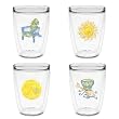 Swirls Summer Designs 16 oz Insulated Beverage Tumbler Set, Clear (4 designs)