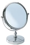 Wenko 3656190100 Kosmetik-Standspiegel Romantic - klappbar, 100% und 300%, Chrom, &oslash; 13 cm Spiegel