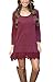 MiYang Women's Purple Long Sleeve A-line Lace Stitching Trim Casual Dress 2XL