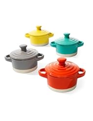 Kitchen: Creative Co-op Round Stoneware Mini Baker with Lid, 3-1/4-inch, 4 Colors - Creative Co-Op