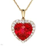 Yellow Gold 5.45 CTW Ruby and 0.45 CTW Sapphire Heart Ladies Necklace. Length 18 in. Total Item weight 2.9 g.