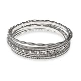 Eve's Addiction Multi Sterling Silver Seven Bangle Bracelet Set