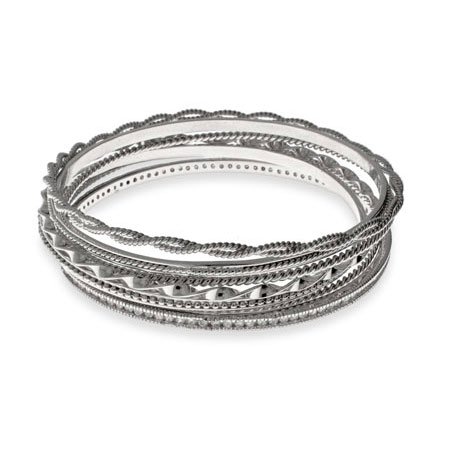 Childrens Toyshop  Jewelry : Eve's Addiction Multi Sterling Silver Seven Bangle Bracelet Set
