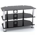 MountRight GT3 TV Stand For Up To 37" LED, LCD & Plasma Screen - Black Glass/Silver Legs