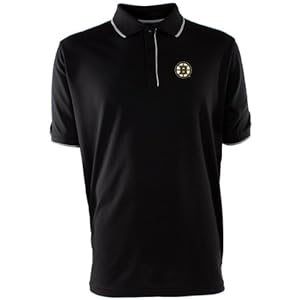 NHL Boston Bruins Men's Elite Xtra Lite Polo, Black/White, X-Large