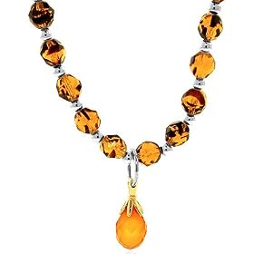 14K White Gold Citrine Necklace 16" by 
