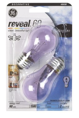 GE 48698 60-Watt Reveal Ceiling Fan Clear A15 Light Bulbs, 2-Pack