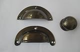 IRONMONGERY WORLDﾂｮANTIQUE BRASS CABINET CUPBOARD DOOR KITCHEN DRAWER FITTINGS (CUP HANDLE 90MM) by 