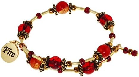 Fire Element Metal Tone Gemstone Bracelet for Women Made with Fire Agate Semi-precious Gemstone