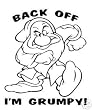 Disney Grumpy Back Off Car Decal Sticker -SDGBO006- WHITE COLOR - 6L