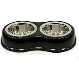 Ethical Pets Color Burst Double Diner Bowl, Medium, Black