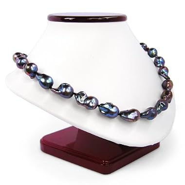 HinsonGayle Extreme Baroque Collection Premium 10-11mm Peacock Black Baroque Cultured Pearl Necklace (14K White Gold)