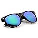 zeroUV - Classic Colored Mirror Lens Square Horn Rimmed Sunglasses for Men Women (Matte/Green)