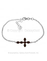Garnet Cross Bracelet in 14k White Gold