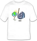 T-shirt with club, golf, globe, world, earth
