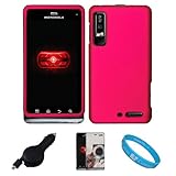 Hot Pink 2 Piece Protective Snap-On Hard Case Cover for Motorola Droid 3 Ve ....