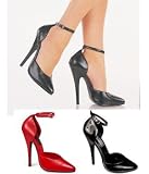 DOMINA-402, 6 Ankle Strap D'Orsay Pump in Leather or Patent in Sizes 5-16, by Pleaser USA