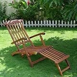 Vifah Outdoor Wood Steamer Folding Chaise Lounge 54L X 22W X 36H - Natural