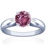 Platinum Round Cut Pink Sapphire Solitaire Ring