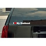 I Love My Husband Vinyl Decal - White with a red heart