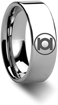 Green Lantern Symbol Super Hero Polished Tungsten Engraved Ring Jewelery - 8mm