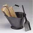 Pewter Finish Coal Hod and Shovel for Fireplace