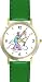 Fly Fisherman or Man in Wading Boots with Fish Fishing - WATCHBUDDY® DELUXE TWO-TONE THEME WATCH - Arabic Numbers - Green Leather Strap-Children's Size-Small ( Boy's Size & Girl's Size )