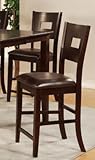 Set of 2 24"H Counter Height Stools with Hole Back in Dark Brown Finish
