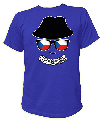 Artdiktat Herren T-Shirt – EM 2016 Flag Glasses – Czech Republic Größe L, blau