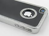 Luxury Unique Best Luxury Bling Czech Rhinestone Case Cover For Apple iPhone 4 4G 4S AT&T and Verizon Silver&Black