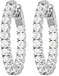 14kt White Gold Inside Out Sur-Lok Diamond Hoop Earrings 2.50ct TW