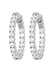 14kt White Gold Inside Out Sur-Lok Diamond Hoop Earrings 2.50ct TW