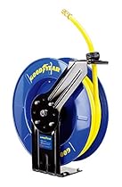 Goodyear L808204G Steel Retractable Air Compressor/Water Hose Reel with 1/2 in. x 65 ft. Rubber Hose, Max. 300PSI

