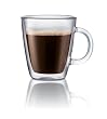 Bodum Bistro Double-Wall Insulated 10-Ounce Glass Mug, Set of 2