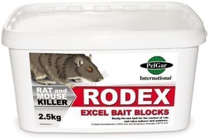 2.5Kg Rodex Excel Bait Blocks Professional Grade Mouse &amp; Rat Poison/Killer by PelGar