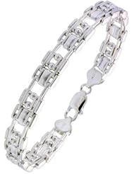 Sterling Silver Binario Bar Beaded Bracelet (Available in 8 in. & 9 in.), 3/8 in. (10mm) wide